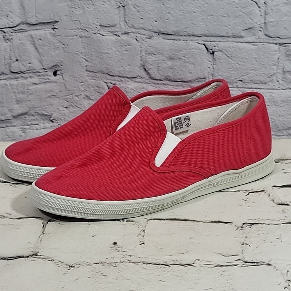 Hanes Her Way Shoes Womens 10 M Deck Tennis Sneakers Red Canvas Slip On